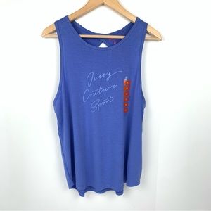 NWT Juicy Couture Sport Baja Blue Keyhole Twist Tank Top Relaxed Fit Size Medium